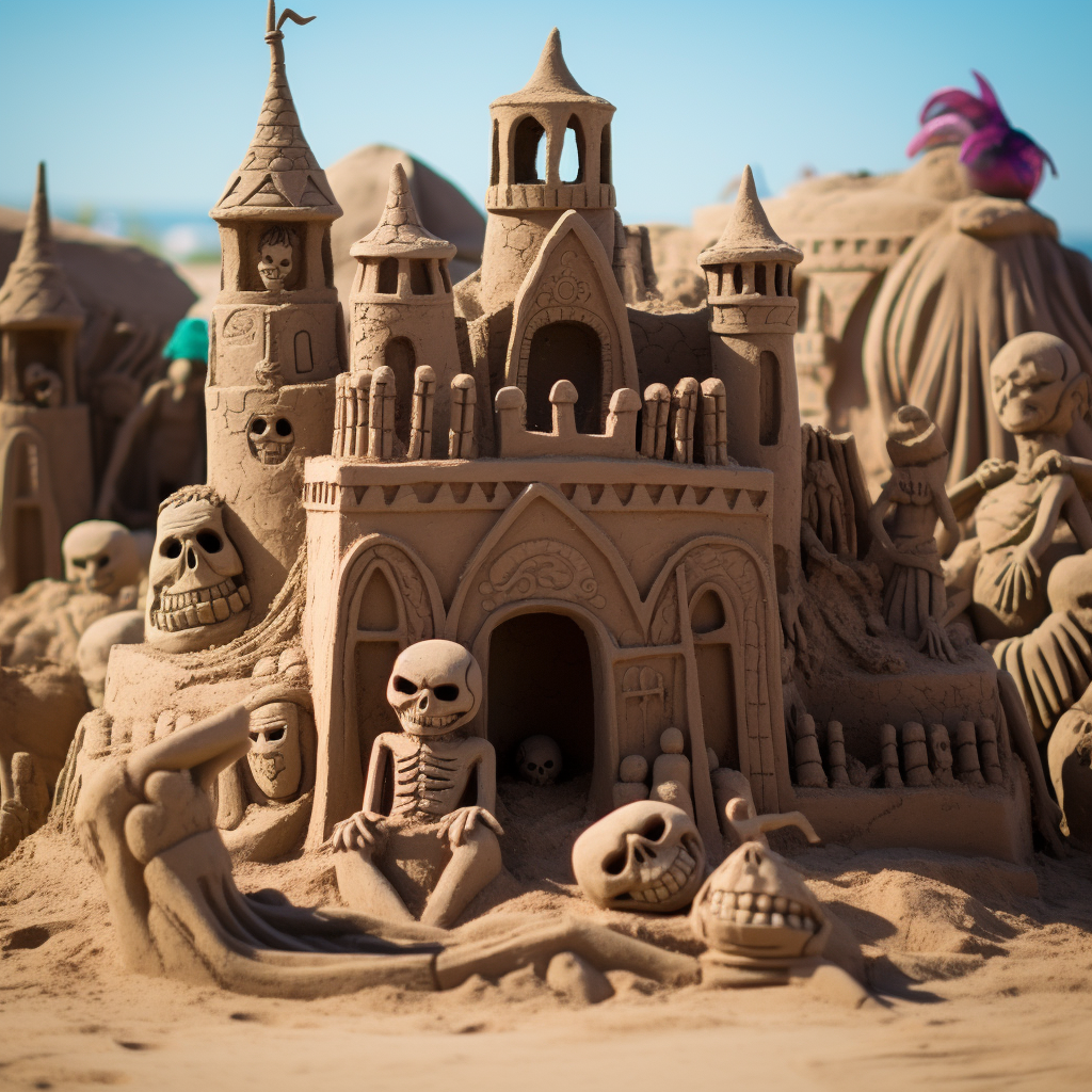 spooky sandcastle, haunted house sandcastle, halloween party activities, summerween, summerween activities