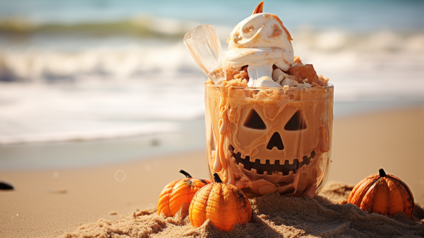 Jack-O-Lantern Sundae, halloween party ideas, halloween food, halloween beach, halloween ideas, spooky food, spooky fun